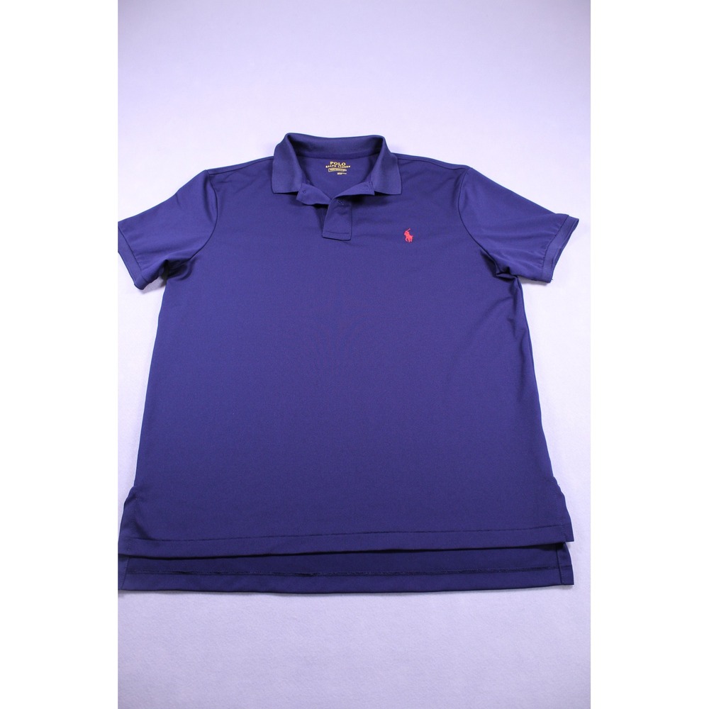 Polo Ralph Lauren Performance Mens Large Navy Red Pony Golf Polo Shirt